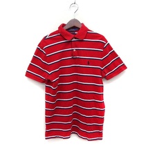 ポロ ラルフローレン POLO RALPH LAUREN 国内正規品 ボーダー ポロシャツ 半袖 鹿の子 コットン 綿 M レッド 赤 /FT11 メンズ_画像1