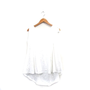 未使用品 ルクールブラン le.coeur blanc タグ付き Aライン カットソー Tシャツ ノースリーブ コットン シンプル 38 オフホワイト 白 /KT23