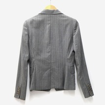 コムサデモード COMME CA DU MODE ストライプ シングル 1B セットアップ ウール ジャケット 台形 スカート 7 GRAY グレー レディース_画像3