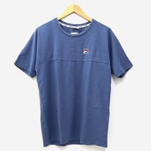 ジェイダ GYDA × フィラ FILA ロゴ刺繍 半袖 クルーネック バックプリント コットン BIELLAITALIABIG Tシャツ F BLUE ブルー 071922718601_画像1