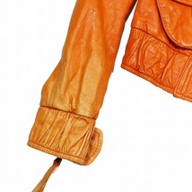 パトリツィアペペ PATRIZIA PEPE ラムレザー 羊革 ライダースジャケット ブルゾン アウター ジップアップ オレンジ サイズ42_画像2