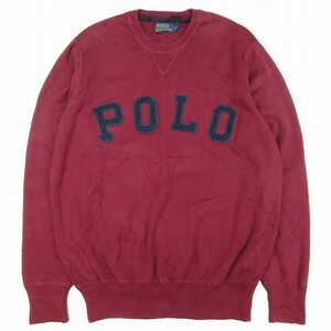 ポロ ラルフローレン POLO RALPH LAUREN コットン ニット セーター 長袖 ビッグロゴ クルーネック プルオーバー Vガゼット カットソー M