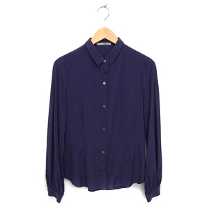  theory ryukstheory luxe shirt blouse turn-down collar round Hem plain long sleeve 40 purple purple /NT17 lady's 