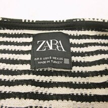 ザラ ZARA 美品 近年 ニット セットアップ 総柄 ベスト ワイドパンツ コットン 白 黒 ホワイト ブラック S ■GY31 レディース_画像3