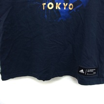 アディダス adidas 国内正規品 カットソー Tシャツ ロゴ リブ クルーネック プリント コットン 綿 半袖 XS 紺 ネイビー /NT3 メンズ_画像5