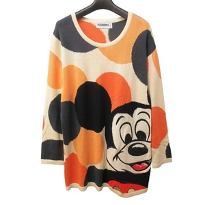  Iceberg ICEBERG × Disney collaboration Mickey Mouse Vintage 90's knitted sweater dot style embroidery beige group 44 approximately S IBO47