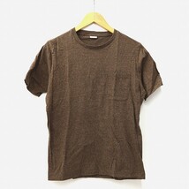 エディフィス EDIFICE クルーネック 半袖 パッチポケット コットン Tシャツ S BROWN ブラウン メンズ_画像1