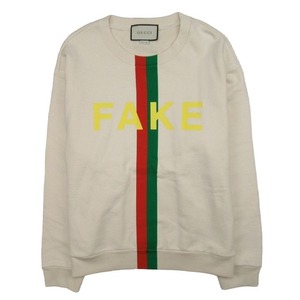 美品 20aw グッチ GUCCI by Alessandro Michele ミケーレ期 FAKE NOT プリント スウェット シャツ トレーナー 裏毛 M アイボリー◎ME2