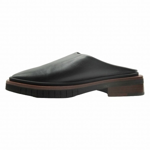 極美品 クレジュリー Clergerie BOSCO LEATHER SLIP ONS レザー スリッポン スクエアトゥ スタックヒール ローファー ミュール スリッパ