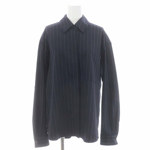 ミューズ ドゥーズィエム クラス MUSE de Deuxieme Classe 23AW WOOL SERGE JACK シャツ ストライプ 長袖 紺 ネイビー レディース