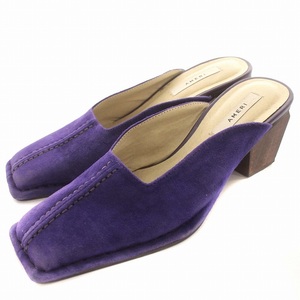  Ame li Vintage Ameri VINTAGE mules suede tea n key heel pumps S approximately 22.5cm purple 