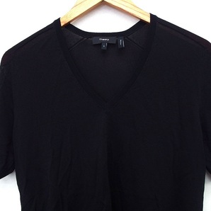 セオリー theory カットソー Tシャツ シンプル 切替リブ 五分袖 Vネック S ブラック 黒 /HT8 レディースの画像4