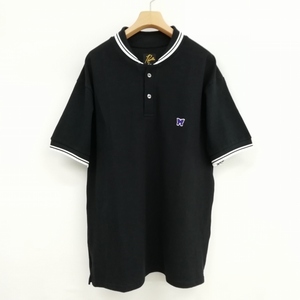 未使用品 ニードルス ニードルズ Needles OT257 Shawl Collar S/S Polo ショールカラー ポロシャツ ワンポイント 半袖 M ブラック メンズ