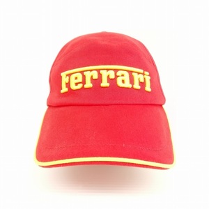 未使用品 フェラーリ Ferrari 英字ロゴ キャップ 帽子 FREE レッド系 メンズ レディース