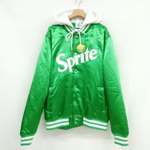 キス KITH NYC × Sprite Satin Hooded Varsity Jacket 19SS スプライト コラボ フーデット スタジアム ジャケット スタジャン 美品 L グリ