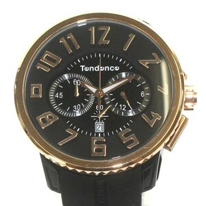 テンデンス Tendence 腕時計 ガリバー ラウンド TG046012R SS 51MM クロノグラフ ウォッチ 黒 ブラック ゴールドカラー /DK ■GY18 メンズ