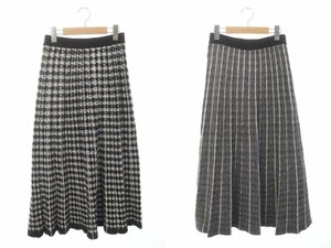 シンプリシテェ SIMPLICITE 23AW リバーシブルチドリJQニットスカート Aライン ロング ストライプ 黒 ブラック オフホワイト /HS ■OS レデ