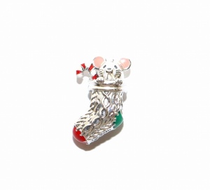 パンドラ PANDORA Festive Mouse & Stocking ブレスレットチャーム ペンダントトップ 靴下モチーフ ねずみモチーフ シルバー