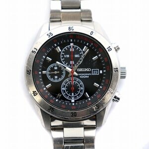 セイコー SEIKO 腕時計 クロノグラフ デイト クオーツ 黒文字盤 シルバーカラー 7T92-0LV0 /AQ ■GY18 メンズ
