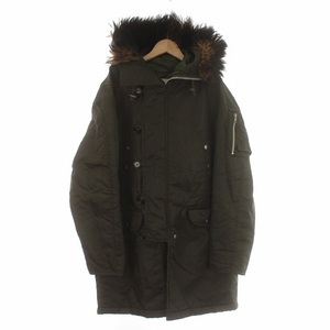 VAN JAC Vintage flight jacket Mod's Coat military N-3B fake fur hood lining quilting M green 