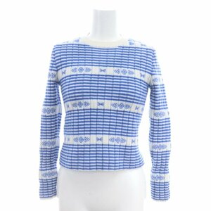 Miu miu miumiu nordic border rew eck ece nit nit weater weater wool l bluevory ■ os дамы