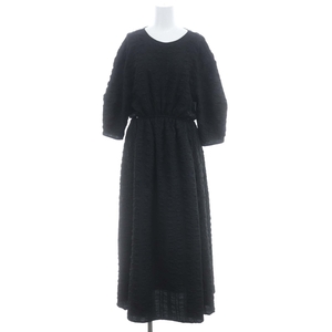  Le Ciel Bleu 22AW Check Shrinked Dress check shrink dress One-piece long maxi height 7 minute sleeve 36 black /MI #OS lady's 