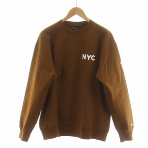 未使用品 バックチャンネル BACK CHANNEL BLANTESS CREW SWEAT スウェット トレーナー タグ付き 長袖 ロゴ 刺繍 プリント M 茶 2321275