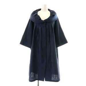 4298sizka com roSHIZUKA KOMURO spring coat long single stripe 7 minute sleeve tuck round color 40 L navy blue navy 