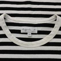 アニエスベー agnes b. Tシャツ カットソー ボーダー クルーネック 長袖 T1 S 黒 ブラック 白 ホワイト /DK レディース_画像8