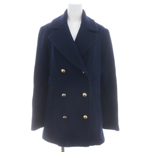  Louis Vuitton LOUIS VUITTON gold button double breast pea coat pea coat outer wool 34 navy blue navy #OS #SH lady's 