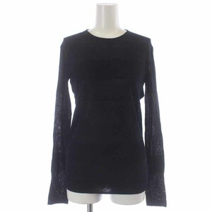  tea bai Alexander one T by Alexanderwang knitted cut and sewn long sleeve border thin sia- see-through XS black black 