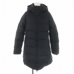 THE NORTH FACE WS DOWN SHELL COAT ダウンシェルコート ロング ジップアップ ハイネック フード ロゴ ナイロン S 黒 NDW91764 /SI34