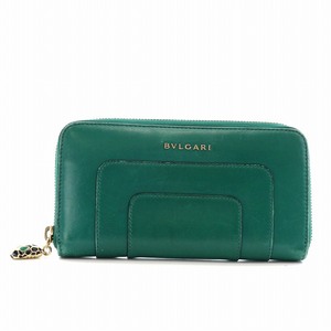 ブルガリ BVLGARI セルペンティ 長財布 ラウンドファスナー 蛇金具 レザー 緑 グリーン /AQ レディース