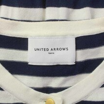 ユナイテッドアローズ UNITED ARROWS ニットカーディガン 長袖 ボーダー 薄手 紺 ネイビー 白 ホワイト /AT39 レディース_画像4