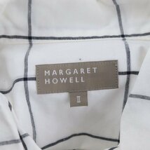 マーガレットハウエル MARGARET HOWELL 22SS WINDOWPANE CHECK COTTON LINEN シャツ 半袖 チェック 格子柄 2 白 ホワイト ■OS_画像3