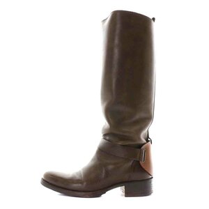  Sartre SARTORE jockey boots long boots leather belt heel low heel 36 22.5cm~23.0cm tea Brown /NW5 lady's 