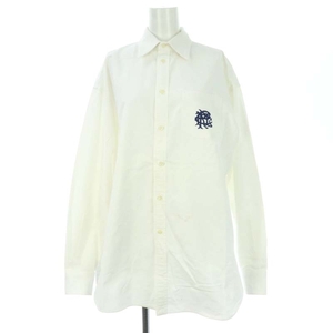 ポロ ラルフローレン POLO RALPH LAUREN シャツ ブラウス 長袖 前開き 胸ポケット 刺繍 コットン M 165/92A 白 /NR ■OS レディース