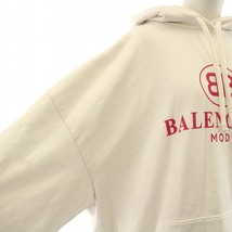 バレンシアガ BALENCIAGA 2019年製 MODE BB パーカー フーディ プルオーバー ロゴ プリント オーバーサイズ M 白 501656 TYKA5 960_画像6