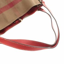 バーバリー BURBERRY トートバッグ ハンドバッグ リネン 麻 チェック ベージュ 赤 レッド /YI20 レディース_画像6