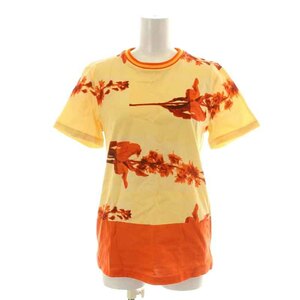 ポールスミス PAUL SMITH 22SS Tシャツ カットソー 半袖 クルーネック 花柄 総柄 M 黄色 イエロー オレンジ /NW30 レディース