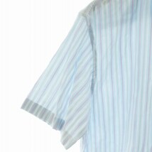 アルマーニ コレツィオーニ ARMANI COLLEZIONI ワイシャツ ステンカラー 半袖 ストライプ L 水色 ピンク 白 ホワイト メンズ_画像5
