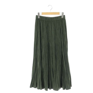  Untitled UNTITLED close year of model suede style pleated skirt long flair 2 moss green /DO #OS lady's 