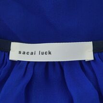 サカイラック sacai luck 切替トップス ニット カットソー 半袖 レース コットン シルク 2 青 ブルー /NR ■OS レディース_画像3