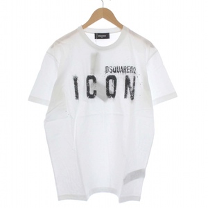 未使用品 ディースクエアード DSQUARED2 Icon Sparay C. Tee Cool Fit Tシャツ カットソー 半袖 プリント XL 白 S79GC0039