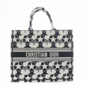 ディオール Dior BOOK TOTE Etoile刺繍 ブックトートバッグ ハンドバッグ 青 白 ブルー ホワイト /KH レディース