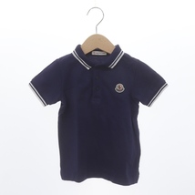 モンクレール MAGLIA POLO MANICA マリア ポロ マニカ キッズ ワッペン装飾ポロシャツ 半袖 鹿の子 ライン 4 104cm 紺 白 キッズ_画像1