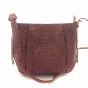  shoulder bag crocodile wani leather leather red red /IR #GY18 lady's 