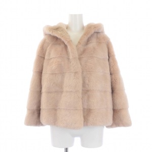  Grace Class GRACE Class mink fur coat fur jacket short hood lining Logo 36 S pink beige /KH lady's 