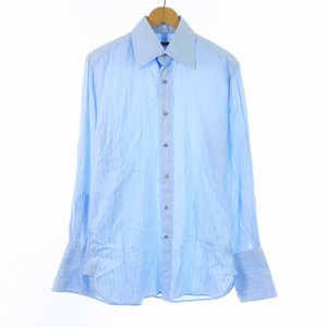  Gucci GUCCI shirt casual shirt long sleeve stripe cotton 40 L light blue /KU men's 