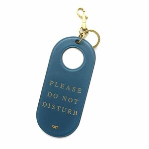 アニヤハインドマーチ ルームサービス チャーム ストラップ キーホルダー レザー PLEASE DO NOT DISTURB PLEASE WAKE ME 紺 緑